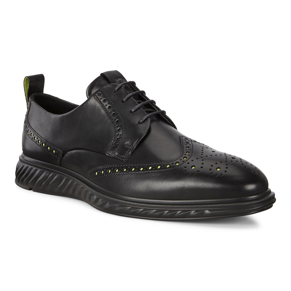 ECCO Mens Brogue Shoes Black - St.1 Hybrid Lite Wingtip - PXC-597326